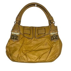 Y2K Juicy Couture Yellow Gold Lock Leather Shoulder Bag BLEMISH